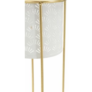 Mauro Ferretti Présentoir à fleurs Whity Lot de 2 Ø 17x46 et 14x34 cm blanc or