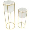 Mauro Ferretti Présentoir à fleurs Whity Lot de 2 Ø 17x46 et 14x34 cm blanc or