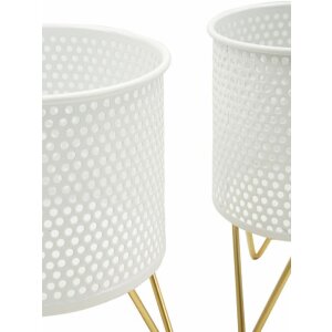 Mauro Ferretti Porte-fleurs Gaspy lot de 2 Ø 16x20 et 13x20 cm blanc or