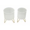 Mauro Ferretti Porte-fleurs Gaspy lot de 2 Ø 16x20 et 13x20 cm blanc or