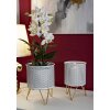 Mauro Ferretti Porte-fleurs Gaspy lot de 2 Ø 16x20 et 13x20 cm blanc or