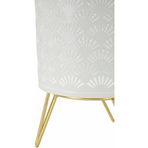 Mauro Ferretti Présentoir à fleurs Carly Lot de 2 Ø 16x20 et 13x20 cm blanc or