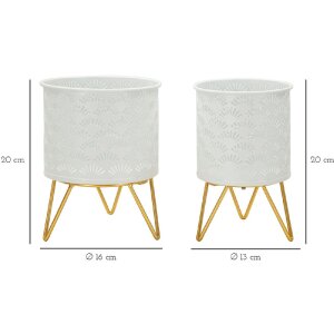 Mauro Ferretti Présentoir à fleurs Carly Lot de 2 Ø 16x20 et 13x20 cm blanc or