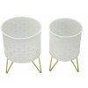Mauro Ferretti Présentoir à fleurs Carly Lot de 2 Ø 16x20 et 13x20 cm blanc or