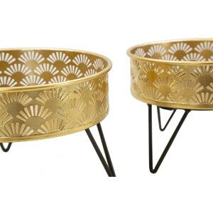 Mauro Ferretti Présentoir à fleurs Zanny Lot de 2 Ø 20,5x13 et 18x13 cm noir or
