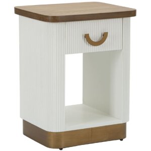 Mauro Ferretti Table de nuit Tolosa 48x40x62 cm blanc marron