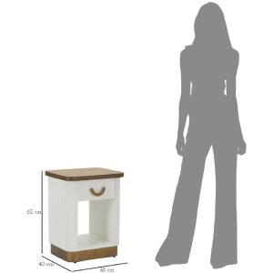 Mauro Ferretti Table de nuit Tolosa 48x40x62 cm blanc marron