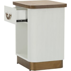 Mauro Ferretti Table de nuit Tolosa 48x40x62 cm blanc marron
