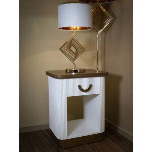 Mauro Ferretti Table de nuit Tolosa 48x40x62 cm blanc marron