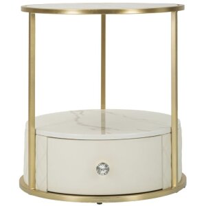 Mauro Ferretti Sharon table de nuit Ø 43x48 cm blanc or