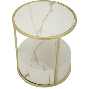 Mauro Ferretti Sharon table de nuit Ø 43x48 cm blanc or