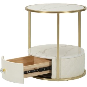Mauro Ferretti Sharon table de nuit Ø 43x48 cm blanc or