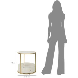 Mauro Ferretti Sharon table de nuit Ø 43x48 cm blanc or