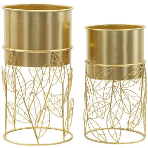 Mauro Ferretti Porte-plantes Livi Set 2 pièces Ø 23x43-20x36 cm or
