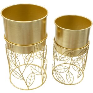 Mauro Ferretti Porte-plantes Livi Set 2 pièces Ø 23x43-20x36 cm or