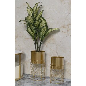 Mauro Ferretti Porte-plantes Livi Set 2 pièces Ø 23x43-20x36 cm or
