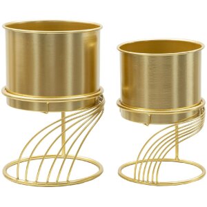 Mauro Ferretti Support pour plantes Spirally Set 2 pièces Ø 23x35-20x30 cm or