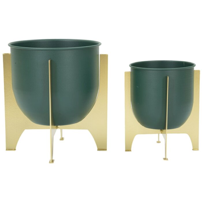 Mauro Ferretti Porte-fleurs Grent Shet Set 2-pièces Ø 24,5x26-19x21 cm vert or