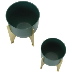 Mauro Ferretti Porte-fleurs Grent Shet Set 2-pièces Ø 24,5x26-19x21 cm vert or