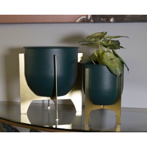 Mauro Ferretti Porte-fleurs Grent Shet Set 2-pièces Ø 24,5x26-19x21 cm vert or