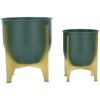 Mauro Ferretti Porte-fleurs Grent Shet Set 2-pièces Ø 24,5x26-19x21 cm vert or