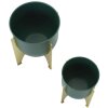 Mauro Ferretti Porte-fleurs Grent Shet Set 2-pièces Ø 24,5x26-19x21 cm vert or