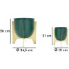 Mauro Ferretti Porte-fleurs Grent Shet Set 2-pièces Ø 24,5x26-19x21 cm vert or