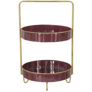 Mauro Ferretti étagère décorative Double Glam Ø 36,5x34,5x56,5 cm bordeaux or