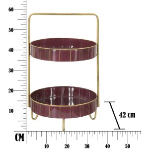 Mauro Ferretti étagère décorative Double Glam Ø 36,5x34,5x56,5 cm bordeaux or