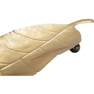 Mauro Ferretti Coupe décorative feuille longue 38x3x11 cm or