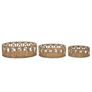 Mauro Ferretti Set de plateaux Fuji 3 pièces Ø 50x16-40x14-30x12 cm brun