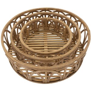 Mauro Ferretti Set de plateaux Fuji 3 pièces Ø 50x16-40x14-30x12 cm brun
