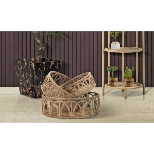 Mauro Ferretti Set de plateaux Fuji 3 pièces Ø 50x16-40x14-30x12 cm brun