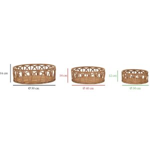 Mauro Ferretti Set de plateaux Fuji 3 pièces Ø 50x16-40x14-30x12 cm brun