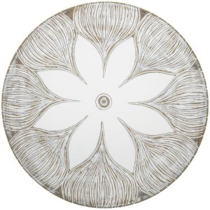 Mauro Ferretti Plateau décoratif Atene Polyresin White Wash Ø 35,5x4,4 cm Boho Chic