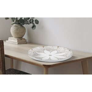 Mauro Ferretti Plateau décoratif Atene Polyresin White Wash Ø 35,5x4,4 cm Boho Chic