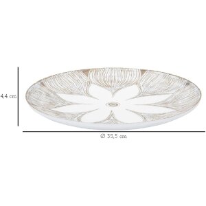Mauro Ferretti Plateau décoratif Atene Polyresin White Wash Ø 35,5x4,4 cm Boho Chic