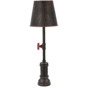 Mauro Ferretti lampe de table Manhattan simple E27 Ø 21x64 cm noir cuivre