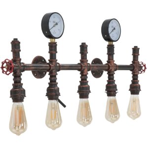 Mauro Ferretti Applique industrielle 5 flammes E27 86x9x32 cm noir