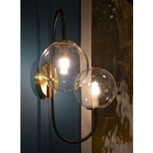 Mauro Ferretti applique 2 flammes E14 36x24x45 cm or noir