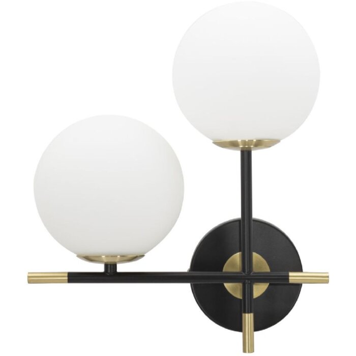 Mauro Ferretti Applique Darky double E14 30x17x35 cm or blanc noir