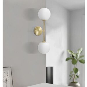 Mauro Ferretti Applique Glamy double E14 15x21x55 cm or blanc