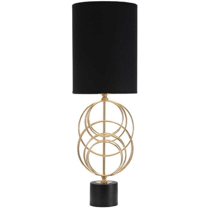 Mauro Ferretti lampe de table Circly E27 Ø 22,5x65 cm or noir