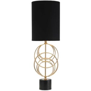 Mauro Ferretti lampe de table Circly E27 Ø 22,5x65 cm or noir