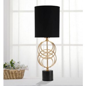 Mauro Ferretti lampe de table Circly E27 Ø 20x58,5 cm or noir