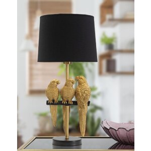 Mauro Ferretti lampe de table perroquets E27 Ø 30x62,5 cm noir or