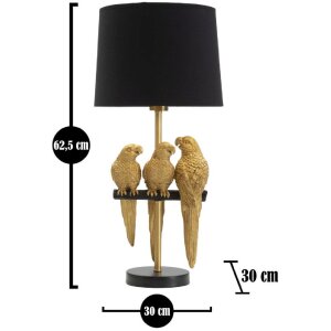 Mauro Ferretti lampe de table perroquets E27 Ø 30x62,5 cm noir or