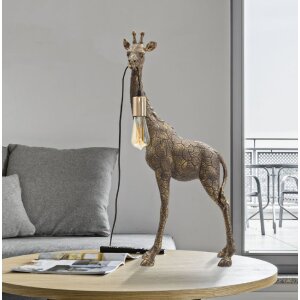 Mauro Ferretti lampe de table girafe E27 40x22x80 cm or antique