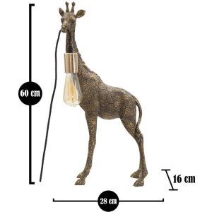 Mauro Ferretti lampe de table girafe E27 28x16x60 cm or antique