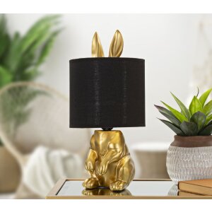 Mauro Ferretti lampe de table lapin E27 Ø 20x43 cm or noir